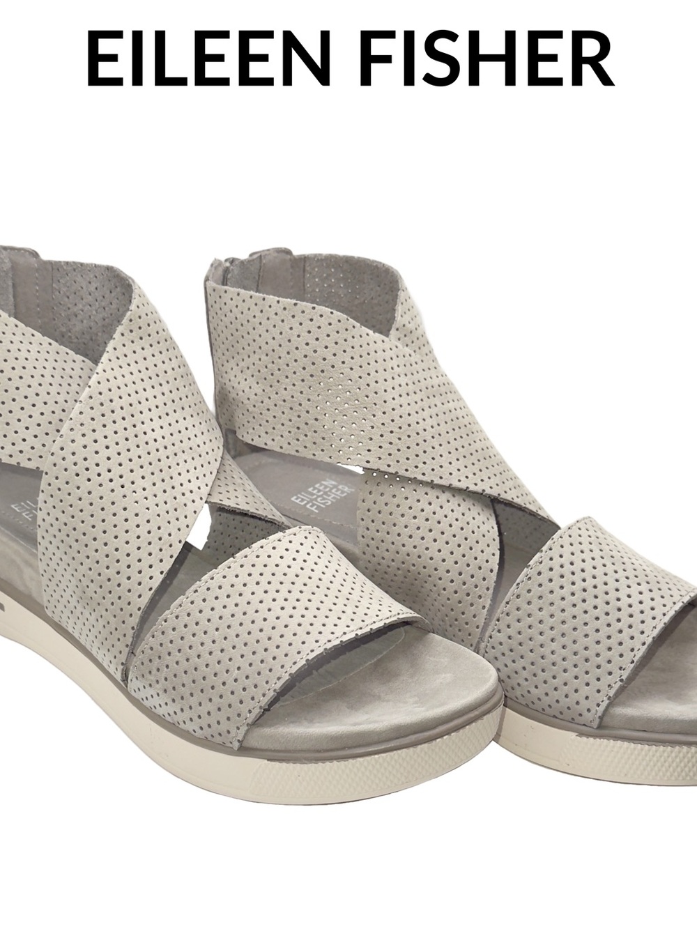 Eileen Fisher • Sport Perforated Nubuck Leather Platform Sandal • Size 5 • NWT